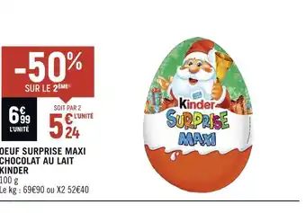 Petit Casino Kinder oeuf surprise maxi chocolat au lait offre