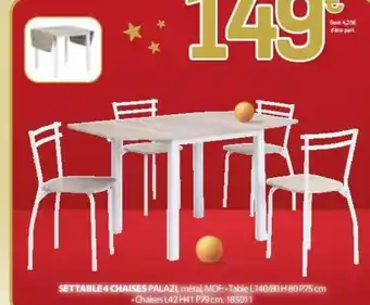 BUT SET TABLE4 CHAISES PALAZI offre