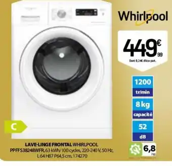 BUT LAVE-LINGE FRONTAL WHIRLPOOL offre