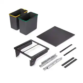 Bricorama Emuca recycle 2 x 24l poubelle de recyclage pour la cuisine avec montage latéral, acier et plastique, plastique gris antracit offre