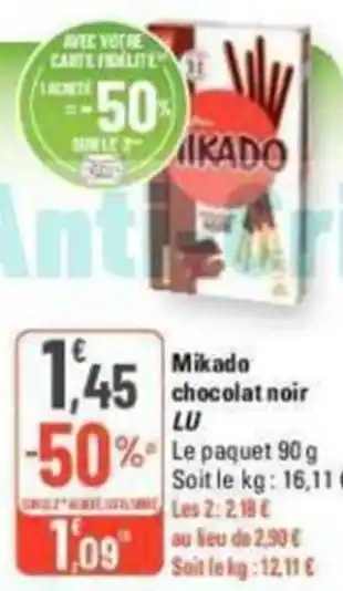 G20 Mikado chocolat noir LU offre