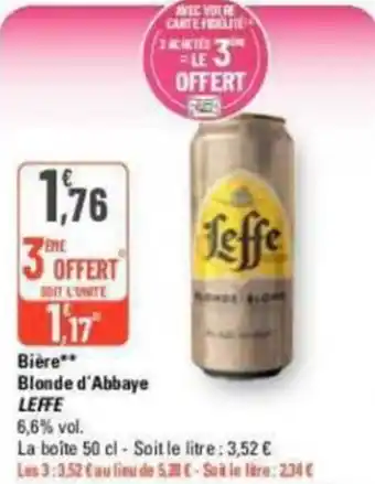 G20 Bière** Blonde d'Abbaye LEFFE offre