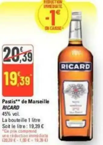 G20 Pastis de Marseille RICARD offre
