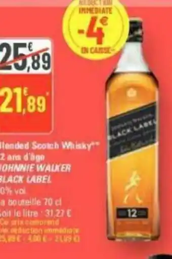 G20 Blended Scotch Whisky 12 ans d'âge JOHNNIE WALKER BLACK LABEL 40% vol. offre