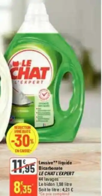 G20 Lessive** liquide Bicarbonate LE CHAT L'EXPERT 44 lavages offre