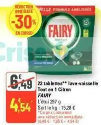 22 tablettes** lave-vaisselle Tout en 1 Citron FAIRY