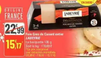 G20 Foie Gras de Canard entier LABEYRIE offre