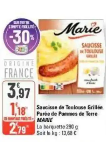 G20 Saucisse de Toulouse Grillée Terre Marie offre