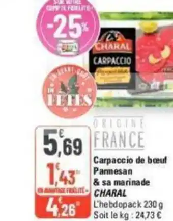G20 Carpaccio de boeuf Parmesan & sa marinade CHARAL offre