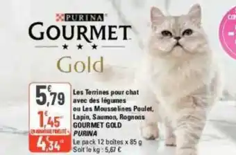 Les Terrines pour chat avec des légumes ou Les Mousselines Poulet, Lapin, Saumo non, Rognons GOURMET GOLD
