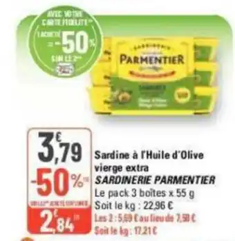 G20 Sardine à l'Huile d'Olive extra SARDINERIE PARMENTIER offre