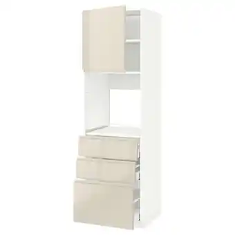 IKEA Metod / maximera armoire four+porte/3 tiroirs, blanc/voxtorp beige clair brillant, 60x60x200 cm offre