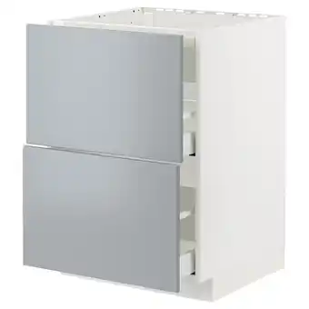 IKEA Metod / maximera élément bas table cuisson/hotte tir, blanc/veddinge gris, 60x60 cm offre