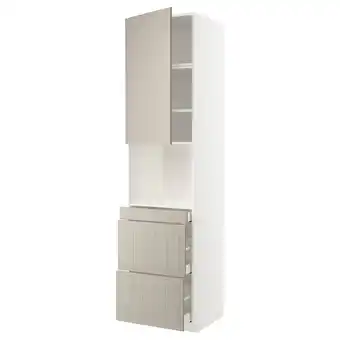 IKEA Metod / maximera armoire micro-ondes av porte/3 tir, blanc/stensund beige, 60x60x240 cm offre