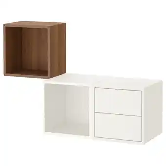 IKEA Eket combinaison de rangement murale, blanc/motif noyer, 105x35x70 cm offre