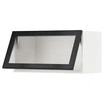 IKEA Metod élément mur horiz pte vit ouv press, blanc/hejsta verre cannelé anthracite, 80x40 cm offre