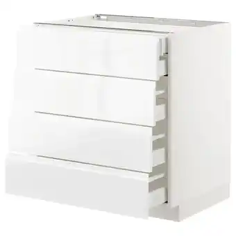 IKEA Metod / maximera élément bas 4faces/2tir bas+3moy, blanc/voxtorp brillant/blanc, 80x60 cm offre