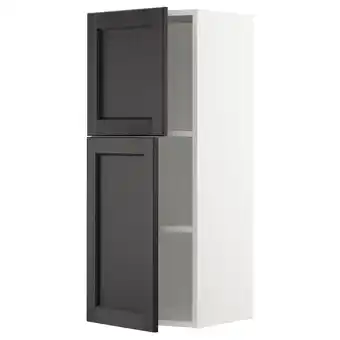 IKEA Metod élément mural tablettes/2portes, blanc/lerhyttan teinté noir, 40x100 cm offre