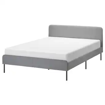 IKEA Slattum cadre de lit matelassé, knisa gris clair, 140x200 cm offre