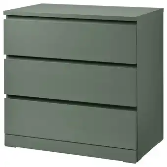 IKEA Malm commode 3 tiroirs, gris vert, 80x78 cm offre