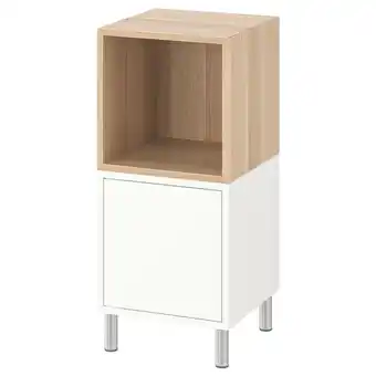 Eket combinaison rangement avec pieds, blanc/effet chêne blanchi, 35x35x80 cm