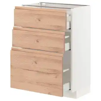 IKEA Metod / maximera élément bas 3 tiroirs, blanc/voxtorp motif chêne, 60x37 cm offre