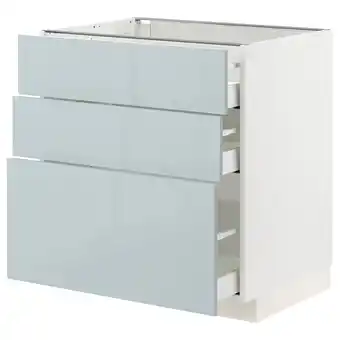 Metod / maximera élément bas 3 tiroirs, blanc/kallarp bleu gris clair, 80x60 cm