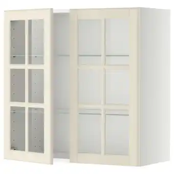 IKEA Metod élément mural+tablettes/2ptes vitr, blanc/bodbyn blanc cassé, 80x80 cm offre