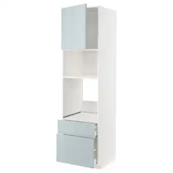 IKEA Metod / maximera armoire four/micro-ondes+porte/2tir, blanc/kallarp bleu gris clair, 60x60x220 cm offre