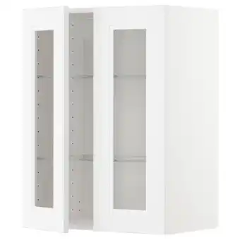 IKEA Metod élément mural+tablettes/2ptes vitr, blanc/axstad blanc mat, 60x80 cm offre