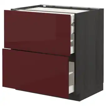 IKEA Metod / maximera élt bas 2faces/2tir bas+1moy+1haut, noir kallarp/brillant brun-rouge foncé, 80x60 cm offre