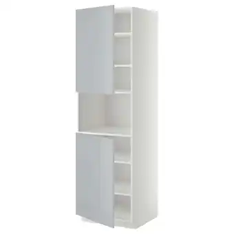 IKEA Metod armoire micro-ondes+2ptes/tablette, blanc/veddinge gris, 60x60x200 cm offre