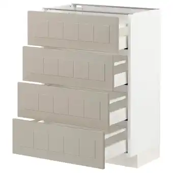 IKEA Metod / maximera élément bas 4 faces/4 tiroirs, blanc/stensund beige, 60x37 cm offre