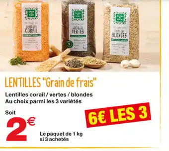 Grand Frais Lentilles Grain de frais offre