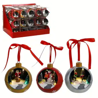 Jardiland Boules avec scène de noël 3 assortis - ø11 x h.12 cm offre