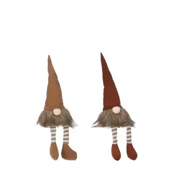 Gnome marron ocre 2 assorti -polyester-marron- l12xb12xh49cm