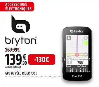 Bryton gps de vélo rider 750 e