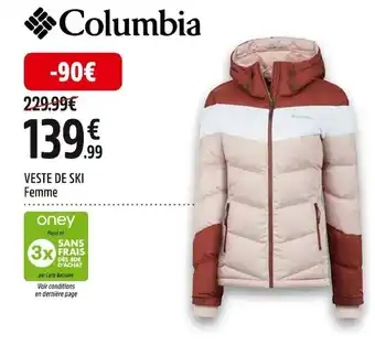 Intersport Columbia veste de ski femme offre