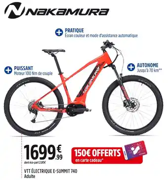 Intersport Nakamura vtt électrique e-summit 740 adulte offre