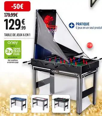 Intersport Table de jeux 6 en 1 offre