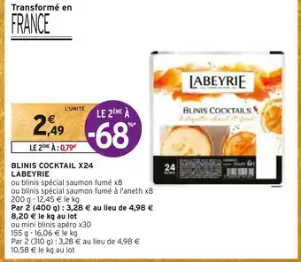 Intermarché Labeyrie blinis cocktail x24 offre