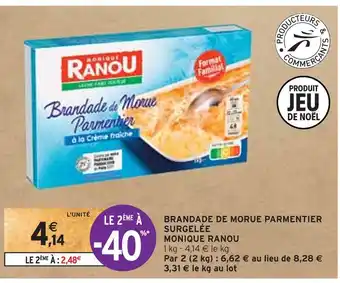 Intermarché Monique ranou brandade de morue parmentier surgelée offre