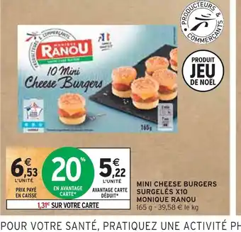 Intermarché Monique ranou mini cheese burgers surgelés x10 offre