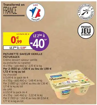 Intermarché Pâturages paturette saveur vanille offre