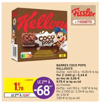 Intermarché Kellogg's barres coco pops offre