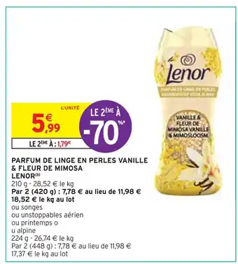 Intermarché Lenor parfum de linge en perles vanille & fleur de mimosa offre