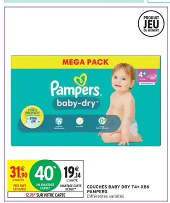 Intermarché Pampers couches baby dry t4+ x86 offre