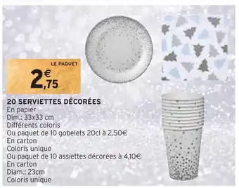 Intermarché 20 serviettes décorées offre