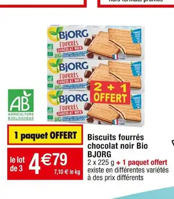 Cora x Carrefour Biscuits fourrés chocolat noir Bio BJORG offre