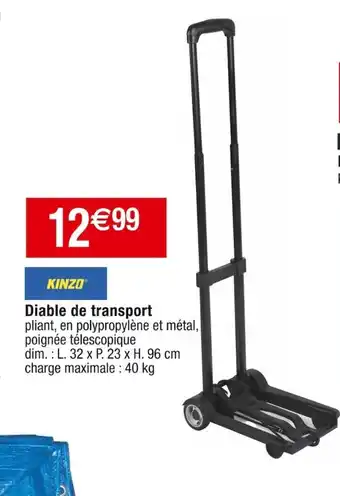 Cora x Carrefour KINZO Diable de transport offre